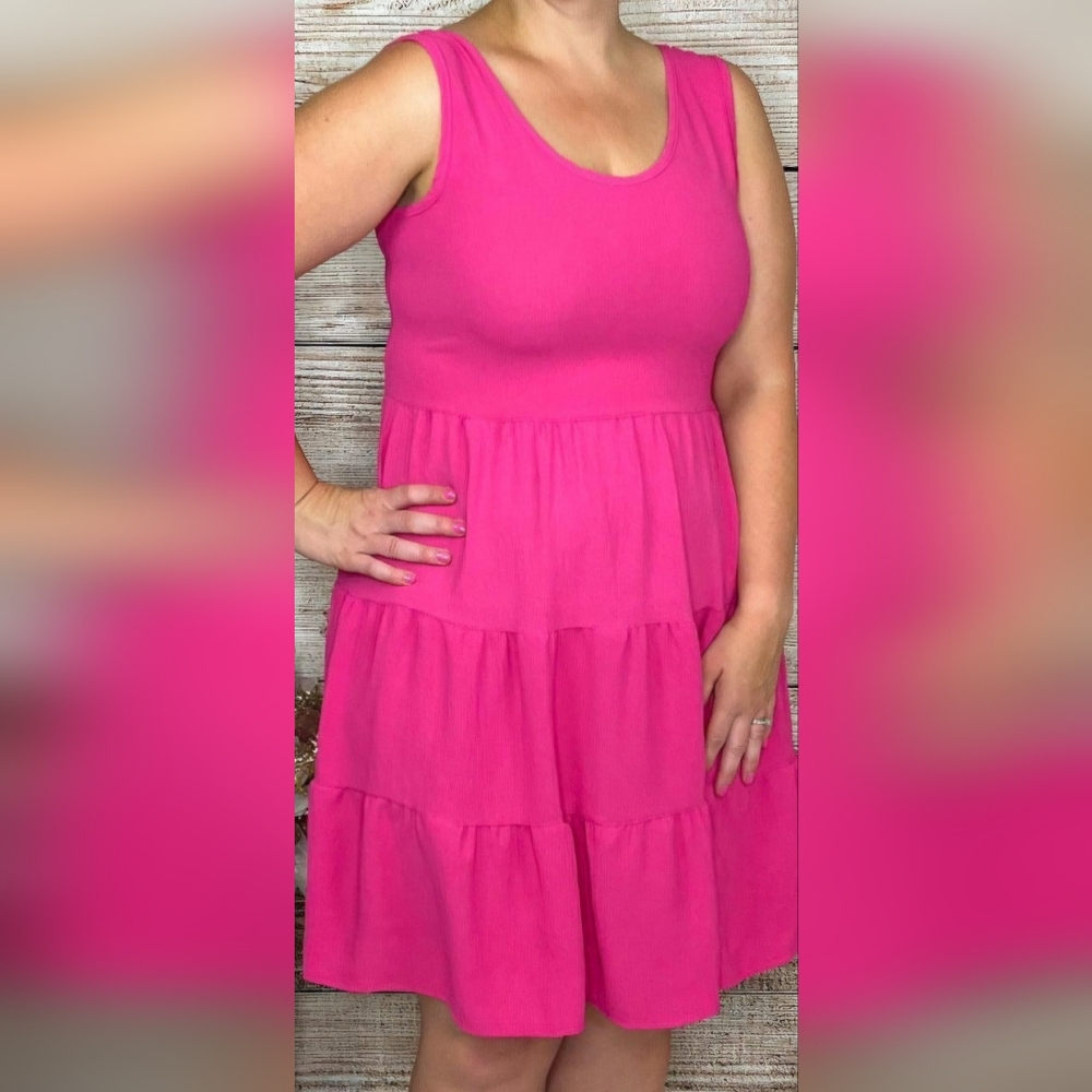 Fuchsia Scoop Neck Dress